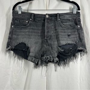 free people we the free distressed cutoff mid rise denim shorts frayed hem
